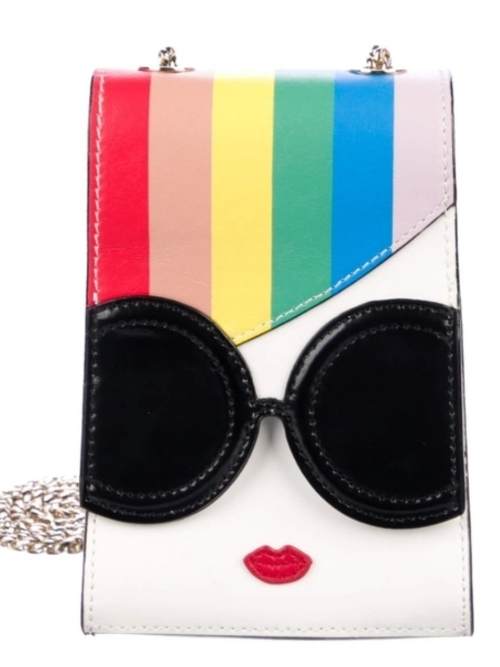 Alice+Olivia Designer Stace Face Rainbow Stripe Crossbody Bag